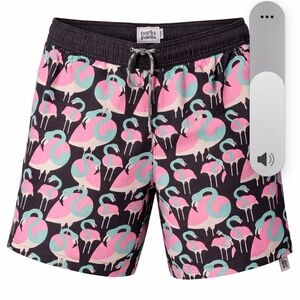 Party Pants Flamingo Swim Trunks - Pink and Black Xl